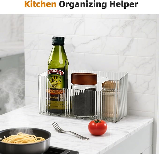 "Set of 3 Shower Caddy & Cabinet Door Organizer - Wall Mounted Shower Shelves with Adhesive, Stackable Plastic Shower Organizer, Clear Bathroom Organizers for Kitchen, Pantry (BPA Free, Large)"