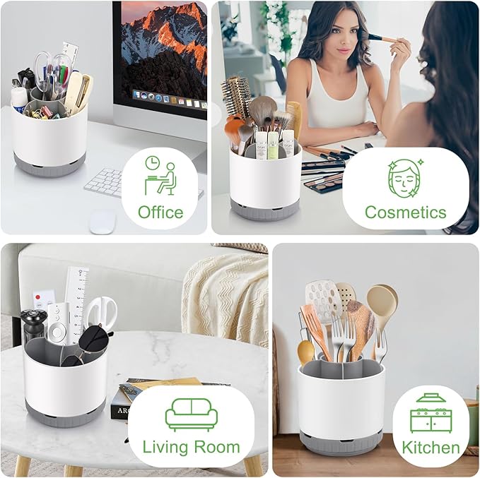 Toothbrush Holders for Bathrooms - White Rotating Kids Electric Toothbrush and Toothpaste Holder, Detachable 6 Slots Tooth Brush Organizer Bathroom Countertop Storage