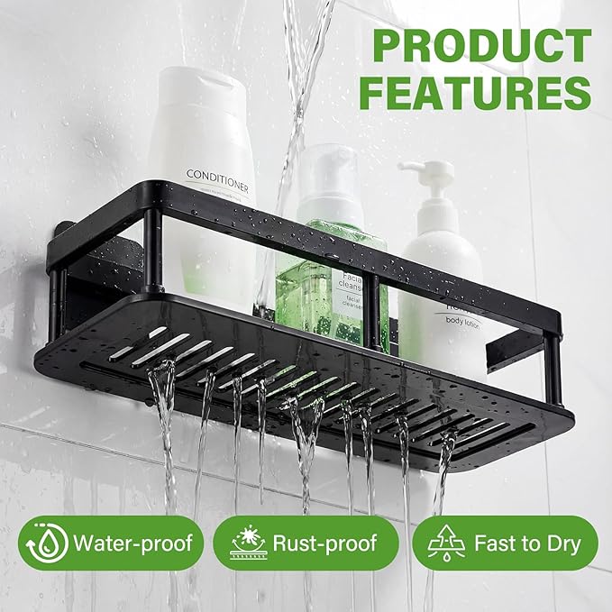 2pc Wall Mounted Floating Shelf, Detachable Storage Rack,No Drill Shelves for Wall,Floating Shelves Damage-Free Expand Walls Space for Living Room Kitchen Bathroom (4, Black)