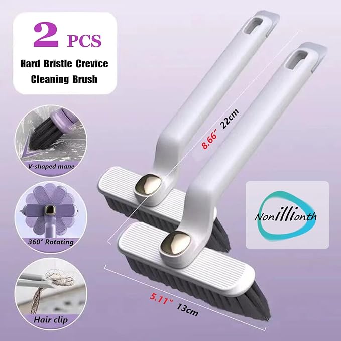 Crevice Cleaning Tool Kit-Including 2Pcs Grout Cleaner Brush,Clear Spray Bottle,Hard Bristle Crevice Cleaning Brush Suitable Bathroom Kitchen Toilet,Wall Sink Floor Cleaning Crevice Cleaning Brush