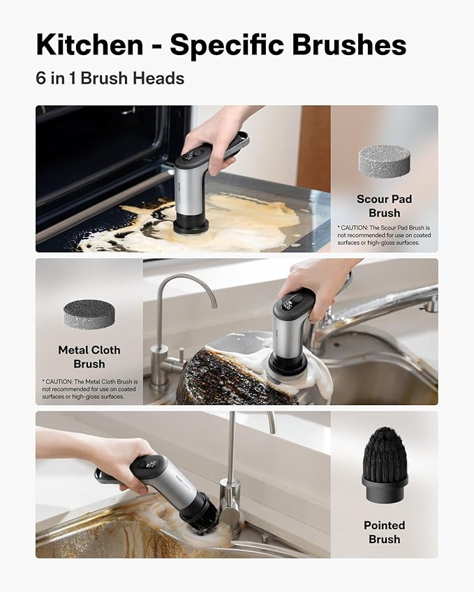 HOTO Grip™ Cordless Electric Spin Scrubber + 2 Pcs Replacement Brush Heads
