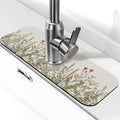 Vintage Color Plants Herbs Floral Kitchen Sink Splash Guard Faucet Mat 1 Pcs, Absorbent Fast Drying Mat Gadgets Splash Guard For Bathroom 15 X 5.5 Inches