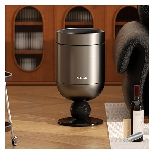 Bathroom Metal Trash Can, 4 Gallon (15 L) Garbage Can Lid-Free, Trash Bin for Bedroom, Office, Living Room (Grey, Top Open)