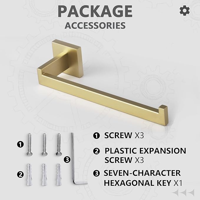 LANC Bathroom Hand Towel Holder Brushed Gold Hand Towel Bar 10 Inche Right Side Square Towel Ring for Kitchen Restroom Wall Mounted Stainless Steel Modern Towel Racks Hanger, A8806BG
