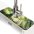 Kitchen Sink Splash Guard，Quiet Forest Faucet Mat Sink Gadgets-Super Absorbent Fast Drying Mat Drip Catcher for Kitchen, Bathroom,Sink Mat, Dish Drying Mat, Bathroom(15" X 5.5" )
