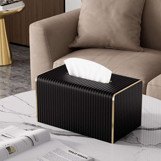 Extra Large Tissue Box Cover for Standard Size 180 to 230 Count Box of Tissues,Leather Rectangle Tissue Holder for Bathroom Toilet Bedroom Living Room Table Desk Office,Modern Home Decor