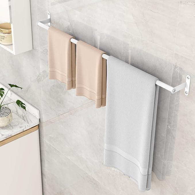 Bath Towel Racks for Bathroom, Stainless Steel 30Inch Hand Towel Bars, Bathroom Towel Holder Wall Mounted, Towel Rods, White, Easy to Install