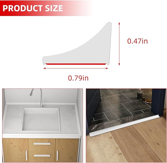 Shower Threshold Water Dam, 78" White Silicone Flexible Water Barrier Seal Strip, Self Adhesive Splash Guard for Sink Tops, Bathtub, Showers