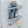 DAYONE 2 Pack Corner Shower Shelves 10", Chrome 304 Stainless Steel Recessed Bathroom Shelf with Razor Holding Hole and 2 Hools, for Tiled Wall No Drilling Needed