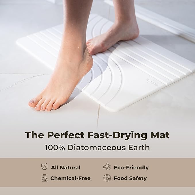 Stone Bath Mat, Diatomaceous Earth Non-Slip Stone Shower Mat - Quick Drying Absorbent Bath Mats for Bathroom - Elegant & Modern Design, Easy to Clean (23.5 x 15) - Sandstone