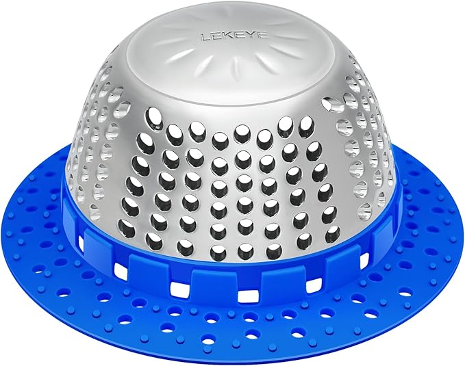 LEKEYE Shower Drain Hair Catcher/Shower Drain Cover/Drain Protector for Pop-Up & Regular Drains(Blue)