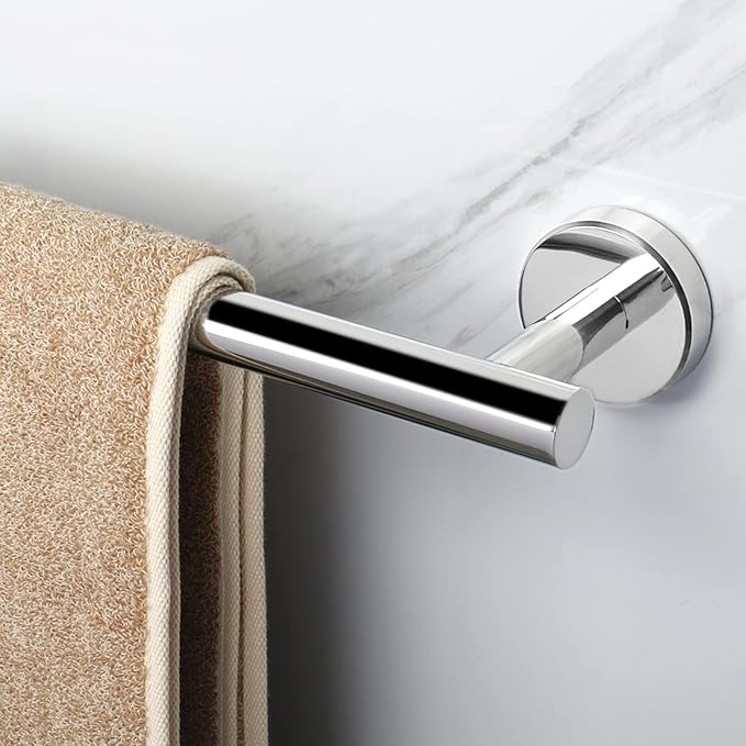 NearMoon Bath Towel Bar, Thicken Stainless Steel Shower Towel Rack Holder Wall Mounted for Bathroom, 26-lnch Overall Length-24-lnch Usable Hanging Space (1 Pack, Chrome Finish)