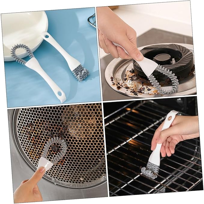 2pcs Multifunctional Kitchen Cleaning Brushes U-Shaped and Angled Crevice Brushes Heavy-Duty Grout and Stove Grill Scrubber Handheld Tool for Deep Gap and Corner Cleaning