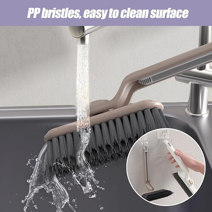 360° Rotating Gap Cleaning Brush - Multi-Purpose Hard Bristle Crevice Brush for Kitchen, Bathroom, Home, 9.45"x5.12"x1.97" (White)