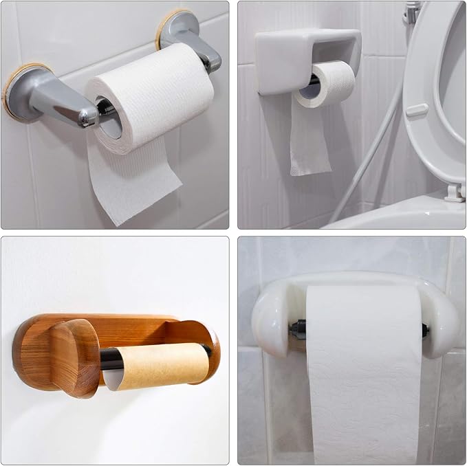 Shappy 4 Pcs Universal Toilet Paper Holder Replacement Rod Spring Loaded Plastic Retractable Paper Replacement Rod Toilet Tissue Roll Holder Insert for Bathroom Home Fixture Accessories (Black)