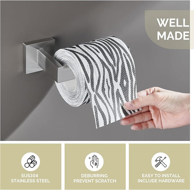 Toilet Paper Holder Brushed Nickel, Angle Simple SUS304 Stainless Steel Bathroom Tissue Holder, Open Arm Toilet Tissue Roll Hanger Wall Mount
