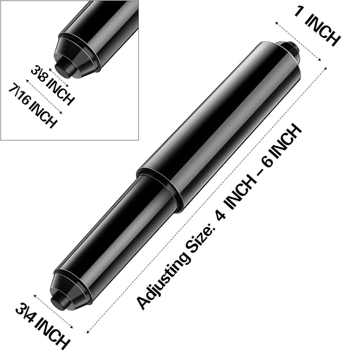 Shappy 4 Pcs Universal Toilet Paper Holder Replacement Rod Spring Loaded Plastic Retractable Paper Replacement Rod Toilet Tissue Roll Holder Insert for Bathroom Home Fixture Accessories (Black)