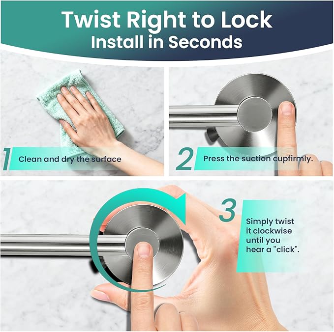 Removable Suction Cup Toilet Paper Holder, No Drilling Bathroom Wall Mount Tissue Roll Holder Brushed Nickel Stainless Steel Damage-Free Easy Install & Reposition Fits Smooth Surfaces