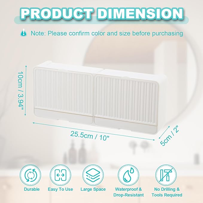 uxcell Soap Holder, 10 x 3.94 x 2 Inches Double Grid Wall Mounted No Drill Soap Dish for Shower, Bathroom & Kitchen - Self Draining Design Keeps Soap Dry (White)