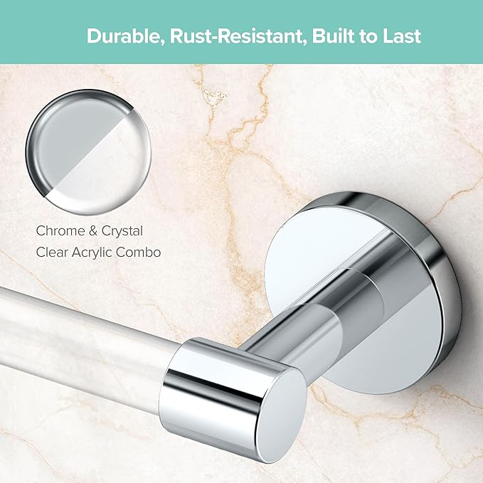 Gatco Clarion 24" L Towel Bar, Crystal-Clear Acrylic Chrome