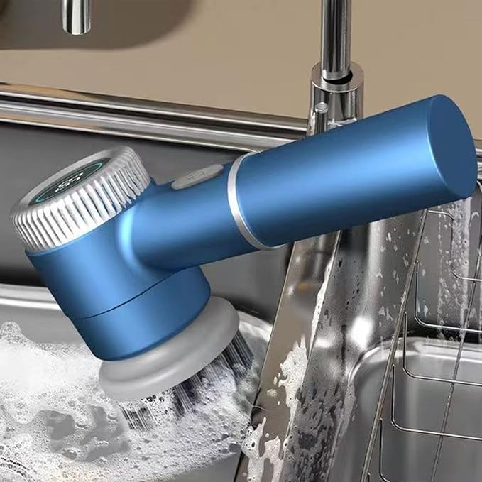 Electric Spin Scrubber,5 Heads Handheld Power Scrubber Electric Cleaning Brush,3 Adjustable Speeds Waterproof Electric Spin Scrubber Cordless Brush for Kitchen Bathroom Tile Bathtub,Toilet,Window