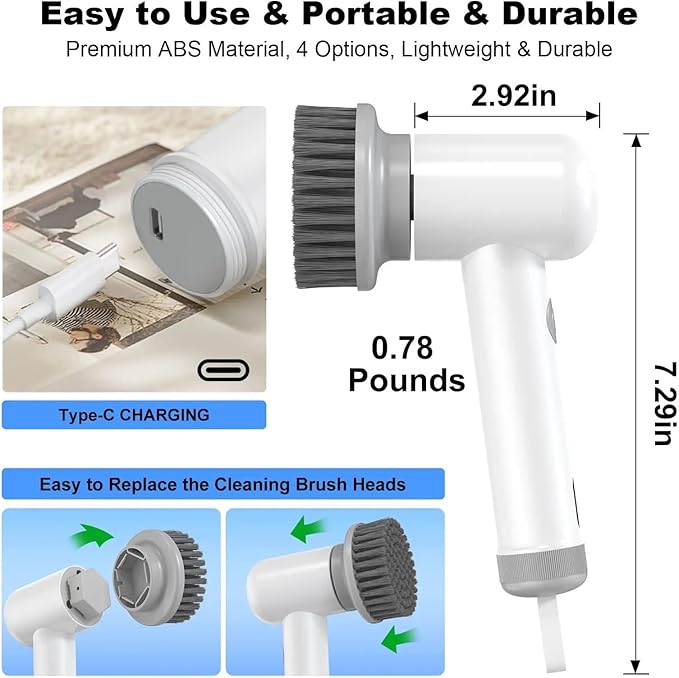 Wireless Electric Cleaning Brush Housework Kitchen Dishwashing Brush Bathtub Tile Professional Cleaning Brush Labor Saving (Size : Black Sets)