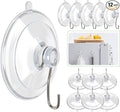 Hangerspace Suction Cup Hooks, 1.77 Inches Clear PVC Suction Cups with Metal Hooks Removable Small Suction Cups for Shower Bathroom Kitchen Wall Window Glass Door 12 Pack