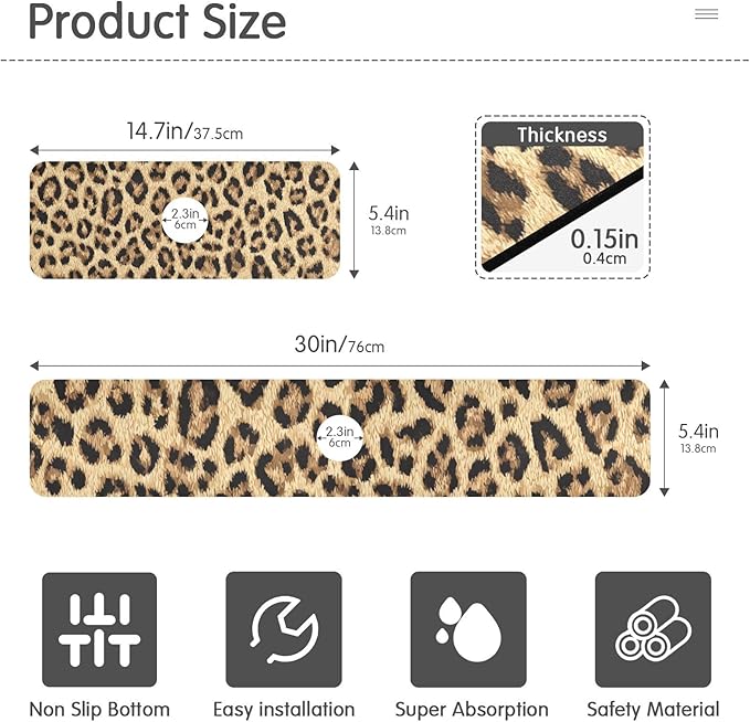 Kitchen Sink Splash Guard 1 PC 14.7 Inch Sink Faucet Mat Splash Guard for Bathroom Countertop Water Absorbent Foldable Cuttable Soft Washable Classical Leopard Print