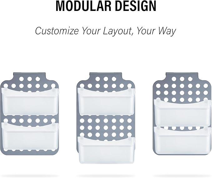 DecorRack Adjustable Hanging Storage, 2 Bins Over Shower Door Organizer, Bathroom Storage With Removable Baskets For Space Saving, BPA Free
