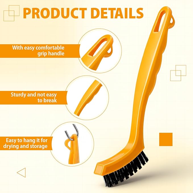 6 Pack Grout Brush Crevice Brush Nylon Detail Cleaning Stiff Bristle Brushes Tile and Grout Scrub Brushes for Kitchen, Bathroom, Tile Floors, Gaps, Crevices, and Window Tracks