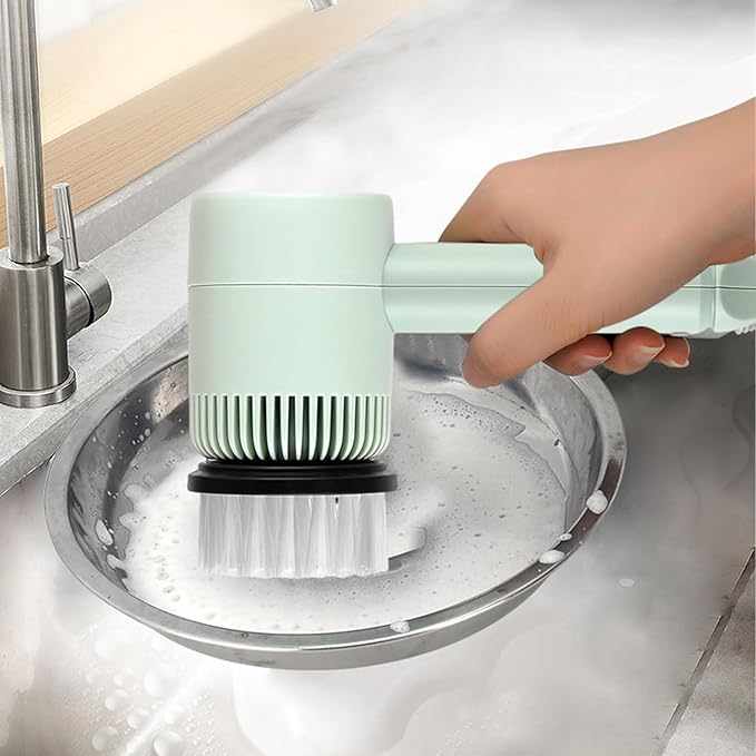 Electric Spin Scrubber, Electric Cleaning Brush with 6 Brush Heads, Rotating Head Powerful Spin Scrubbers, Multipurpose Electric Cleaning Brush for Kitchen Bathroom and Floor
