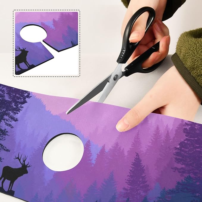 Kitchen Sink Splash Guard 2 PCS 30 Inch Sink Faucet Mat Splash Guard for Bathroom Countertop Water Absorbent Foldable Cuttable Soft Washable Purple Stag Mountains and Forest
