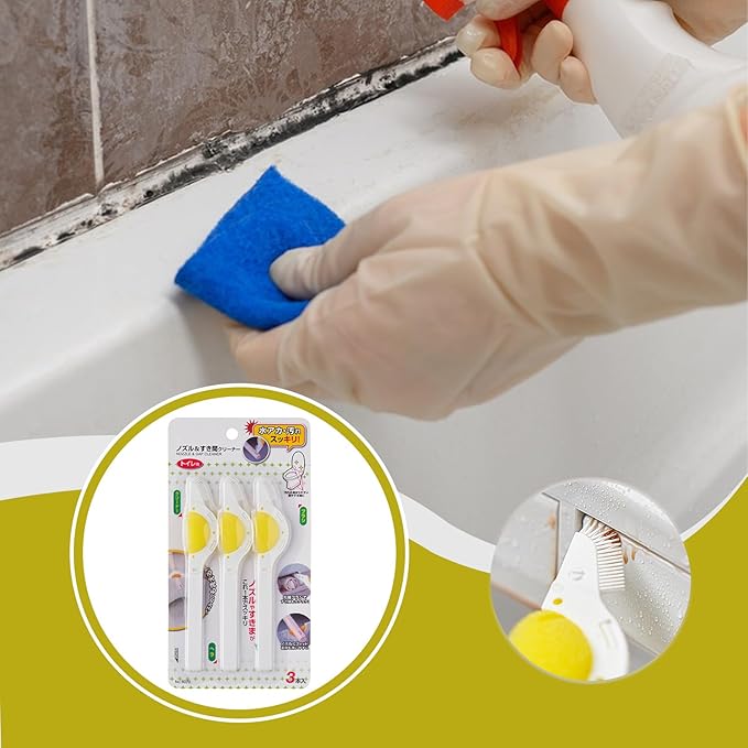 3 Pack Cleaning Brushes, 5.51in Crevice Cleaning Brush, Toilet Dedicated Clean Brush, Multi- Scrubber for Shower Tiles, Kitchen Grout, Corners, Includes Curved Sponge, Scraper