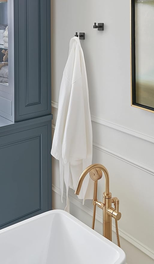 Amerock BH36070MB | Matte Black Single Robe Hook | 1-7/8 in. (48 mm) Length Towel Holder | Appoint | Towel Hook for Bathroom | Bathroom Hardware | Bath Accessories