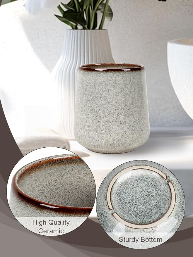 INGOFIN Ceramic Toothbrush Holder, 12 oz Toothpaste Holder Bathroom Cup, Tooth Brush Holder for Vanity Countertop, Organizer Storage for Cosmetic, Makeup, Office Pencils, Kiln-Glazed