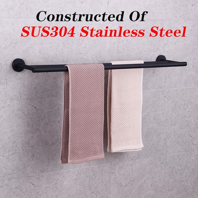 GERZWY 36-Inch Bathroom Double Towel Bar SUS 304 Stainless Steel Bath Towel Bar Matte Black Modern Style Wall Mount AG1102C92-BK