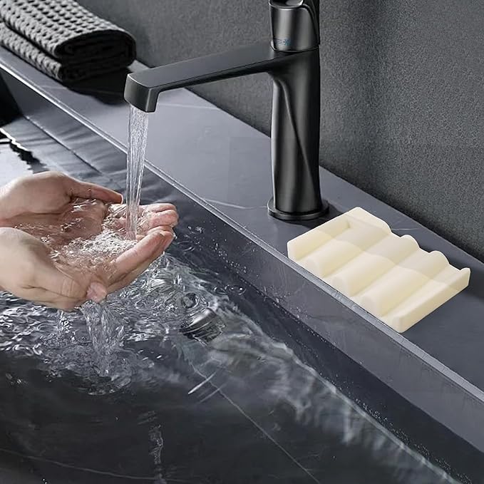Soap Dish for Shower, Bathroom & Kitchen – Non-Slip, Self-Draining Design to Keep Soap Dry, Extend Soap Life – Easy to Clean, Compact & Durable (Beige, 2 pcs)