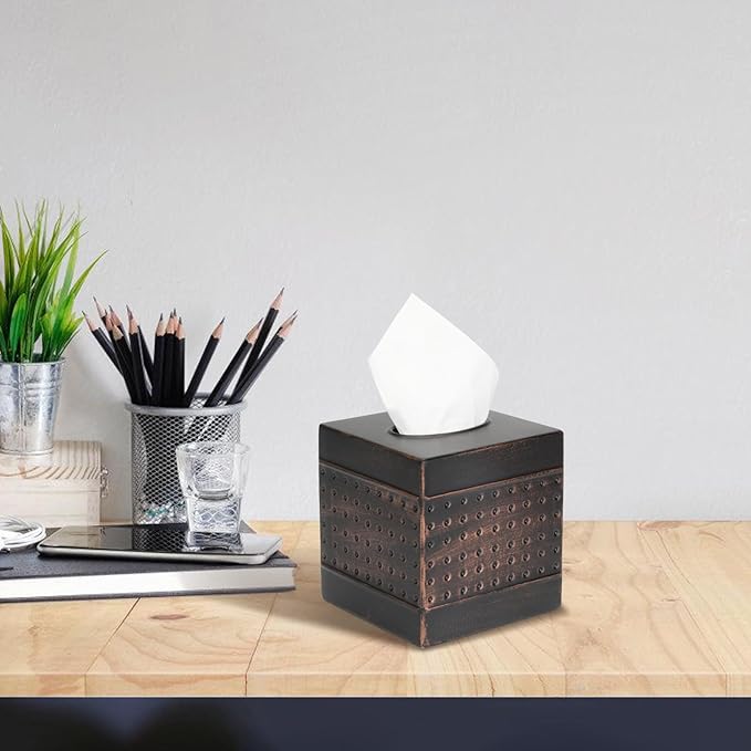 Industrial Style Tissue Box Cover, Tissue Holder, Square Box Covers,for bedrooms, Offices, bathrooms, Living Rooms etc.(Bronze)