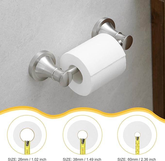BESy Wall Mounted Toilet Paper Roll Holder Rustproof Tissue Paper Holder Bathroom Flexible Pivoting Tissue Handle Toilet Tissue Roll Holder, Brushed Nickel, Stainless Steel