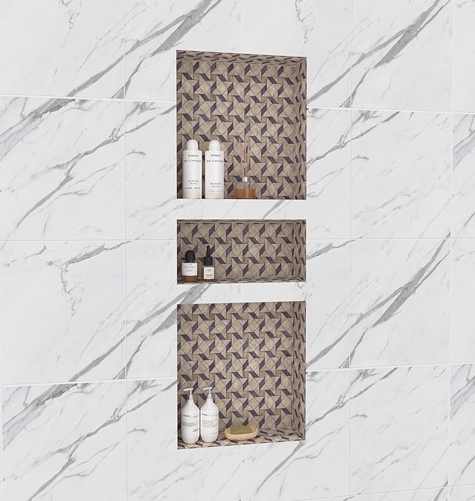 Shower Niche Recessed Shower Shelves, 16" x 40" ABS Plastic Bathroom Soap Niche Multiple Storage and Large Space, Best for Bath DIV