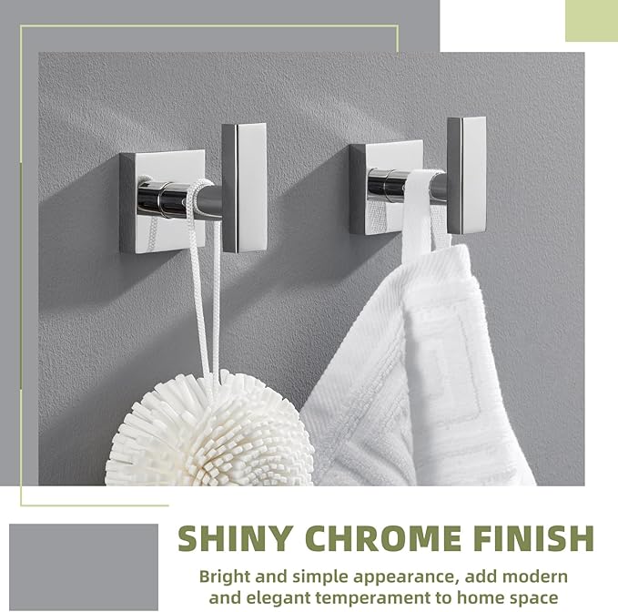 APLusee Polished Chrome Towel Hook 2 Pack, 304 Stainless Steel Clothes Hook, Wall Mounted