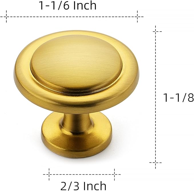 Ravinte 30 Pack 1-1/4 Inch Kitchen Cabinet Knobs Brushed Brass Zinc Pulls Door Handles for Dresser Drawers