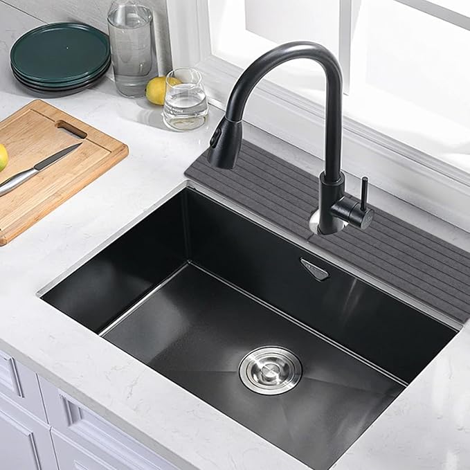 23.6in Kitchen Faucet Mat, Diatomite Sink Stone Quick Dry Around Faucet Mats for Bathroom Counter (Dark Gray)