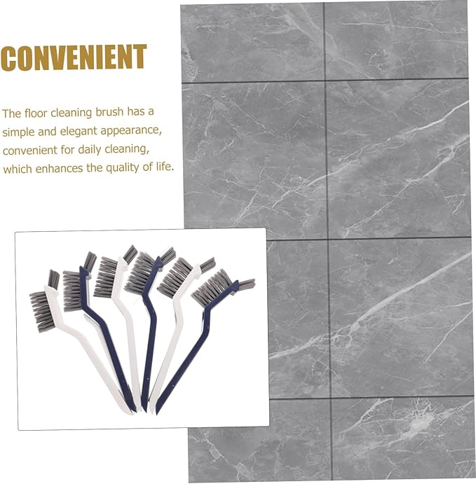 6pcs Floor Cleaning Brush with Ergonomic Handle Hard Bristle Scrubbers for Grout Tile and Crevice Cleaning Lightweight Multi Use Brushes for Bathroom Kitchen and Tight Spaces
