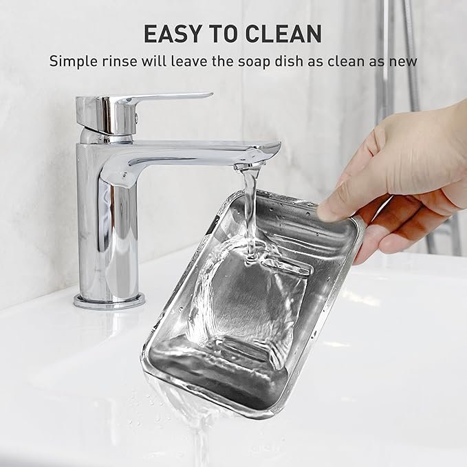Stainless Steel Soap Dish, Large Double-Layer Draining Soap Holder, Metal Soap Dish for Bathroom, Shower, Kitchen and Sink Countertops