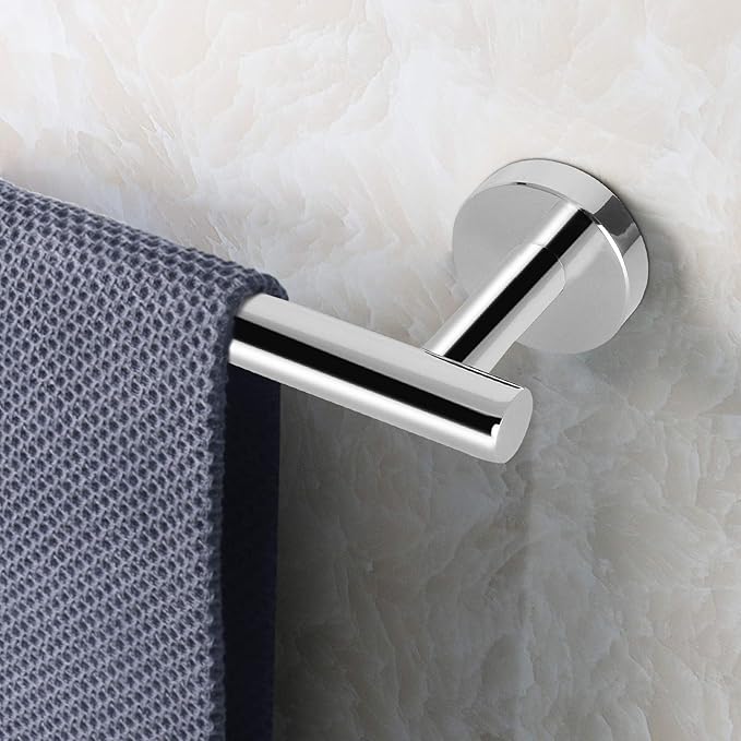 NearMoon Bath Towel Bar, Thicken Stainless Steel Shower Towel Rack Holder Wall Mounted for Bathroom, 9-lnch Overall Length-7-lnch Usable Hanging Space (1 Pack, Chrome Finish)