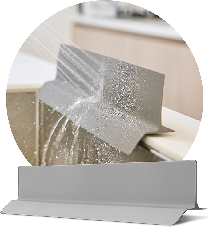 19.7 inches 100% Premium Silicone Kitchen Sink Splash Guard - Non Slip Strong Suction, Durable, and Easy-to-Clean Splash Protector for Mess-Free Cooking and Dishwashing (Gray)
