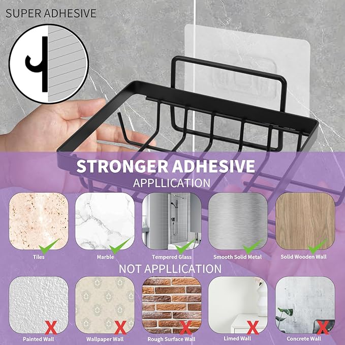 Soap Holder Self Draining Soap Dish Razor Holder for Shower Wall Not Punched Easy Clean Bar Soap Holder Fit for Bathroom, Kitchen Sink