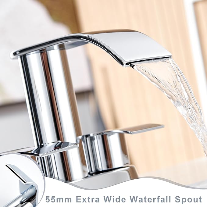 Ultimate Unicorn Bathroom Faucet for Sink Chrome, 4 Inch Bathroom Sink Faucet for 3 Hole or 2 Hole, 2 Handle Waterfall Faucets with Pop up Drain, Centerset Faucets for RV Counter
