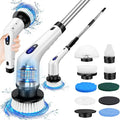 Electric Spin Scrubber, 9 in 1 Electric Cleaning Brush with Extension Handle and 9 Replaceable Brush Heads, 380RPM Rechargeable Power Scrubber for Bathroom, Sink, Shower, Kitchen, Floor, Car